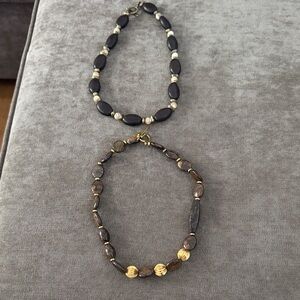 Brown Beaded Necklace with Gold Accent Beads